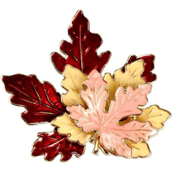 Fall Thanksgiving Brooch Pin, Autumn Fall Leaves Brooch Maple‎ Leaf Pin - Picture 7 of 7